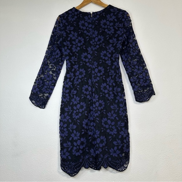 DKNY Elegant Floral Lace Long Sleeve Dress in Purple - Picture 4 of 15
